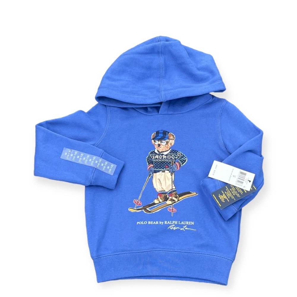 RALPH LAUREN PREPPY POLO BEAR HOODIE BOY’S SIZE 5 BLUE NEW